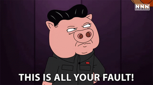 This Is All Your Fault Eric Bauza GIF - This Is All Your Fault Eric Bauza Pig Jong Un GIFs