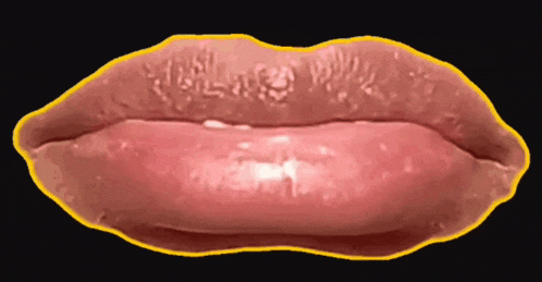 a close up of a person 's lips with a yellow outline around it