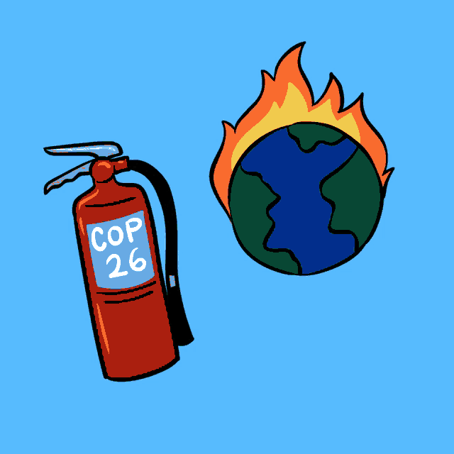 a red fire extinguisher with cop 26 written on it
