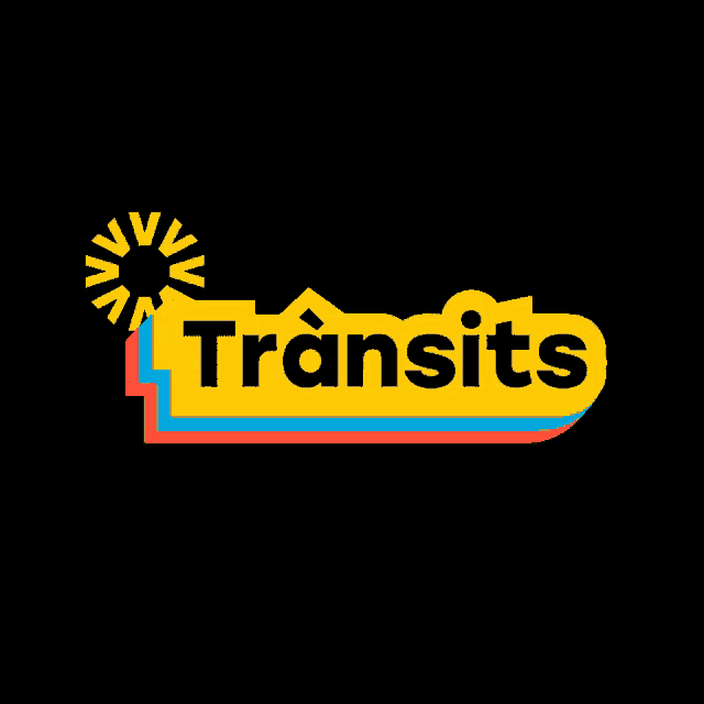 a yellow sign that says transits with a sun in the background
