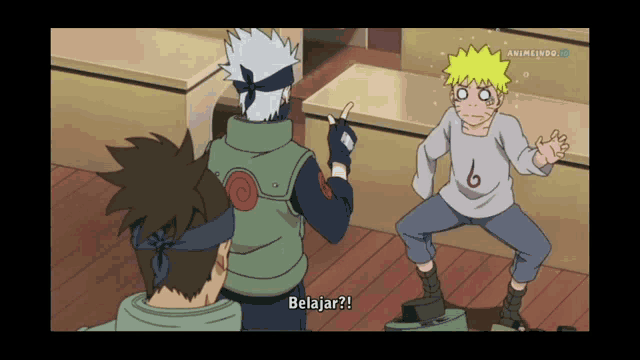 a cartoon character with the number 6 on his shirt says belajar