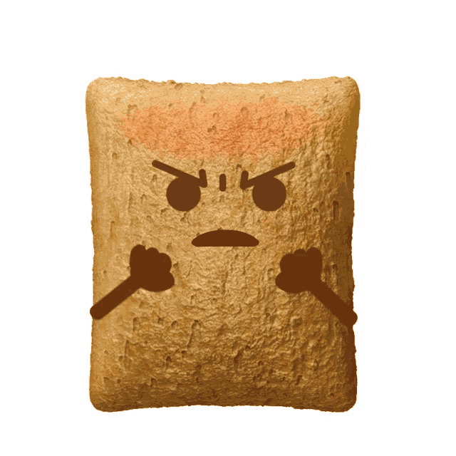 a piece of toast with a face drawn on it