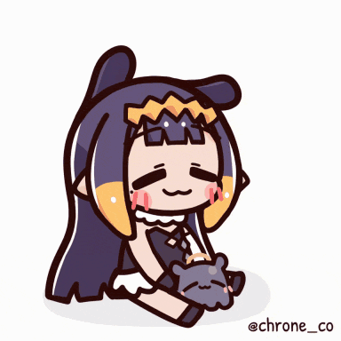 a cartoon drawing of a girl holding a stuffed animal with the name @chrone_co on the bottom
