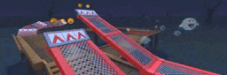 a ghost is flying over a roller coaster with aaa written on it