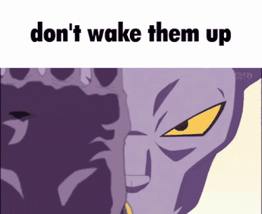 a picture of a purple monster with the words " do n't wake them up " on the bottom