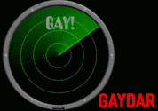 a radar screen says gay and gaydar in red letters