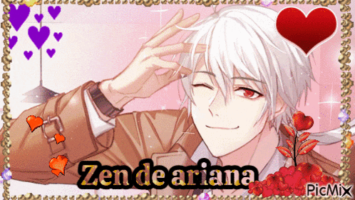 a picture of zen de ariana with hearts around him