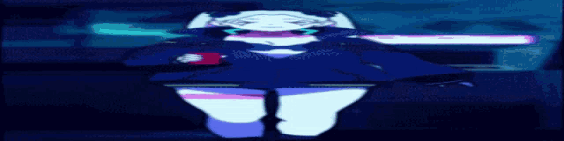 a cartoon character is standing in the dark with a sword in her hand .