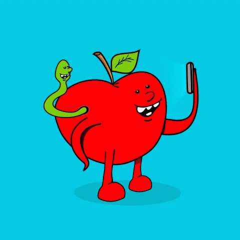 Selfie Apple Worm And Apple GIF - Selfie Apple Worm And Apple Red Apple GIFs