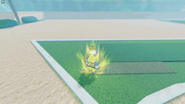 a screenshot of a video game shows a person with a yellow shirt and a blue circle around them