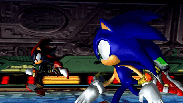 shadow the hedgehog and sonic the hedgehog are playing a video game