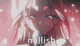 a picture of a girl with the word millish written on it