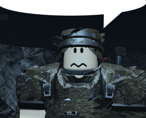 a roblox character with a sad face and a speech bubble behind him