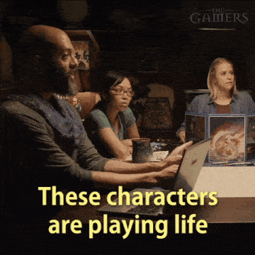 a group of people sitting around a table with the words " these characters are playing life " below them