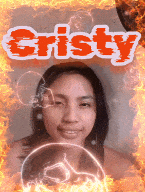 a picture of a woman with the name cristy written above her