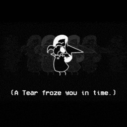 a black and white drawing of a woman with a bird on her head with the words a tear froze you in time