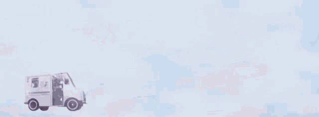 a mail truck is flying through the air