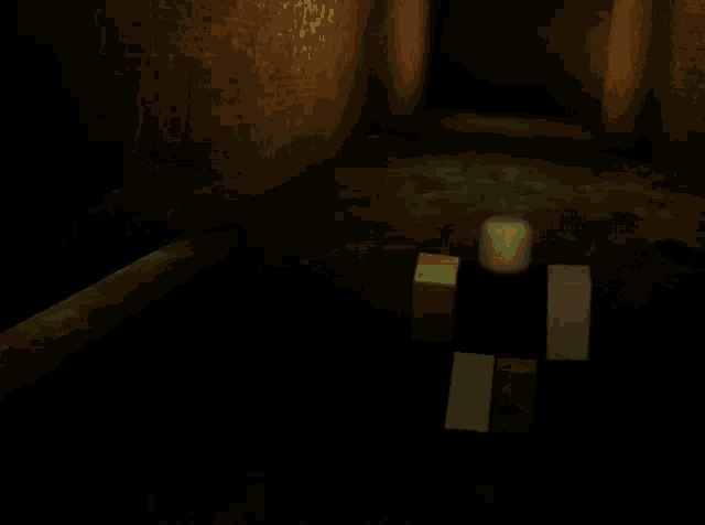 a person in a video game with a white speech bubble