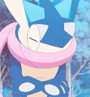 a cartoon character with a pink scarf around its head