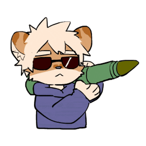 a cartoon character wearing sunglasses is holding a green object
