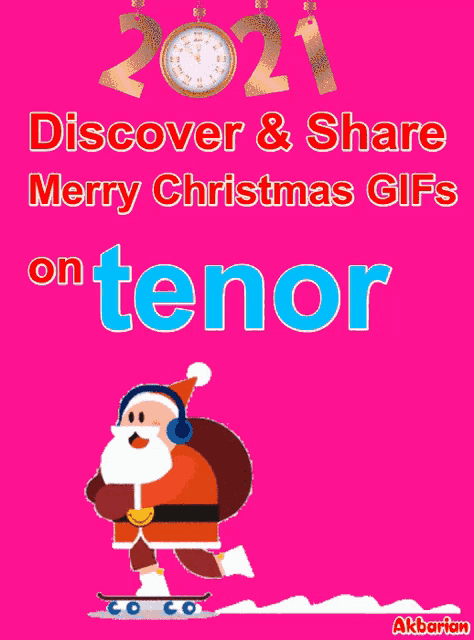 a pink background with the words discover and share merry christmas gifs on tenor on it