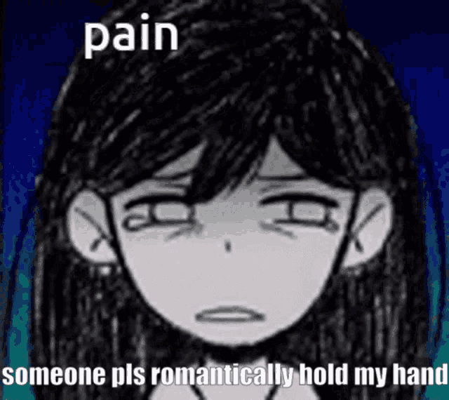 a black and white drawing of a girl with the words `` pain '' written on it .