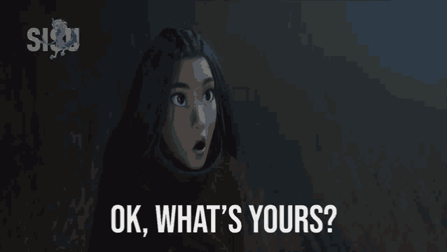 a cartoon girl is asking " ok what 's yours "