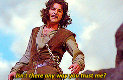 a man in a medieval costume says " isn 't there any way you trust me ? "