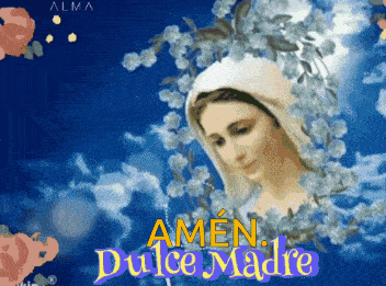 a picture of the virgin mary with the words amen dulce madre