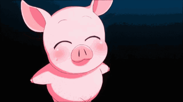 a cartoon pig with its eyes closed and its mouth open