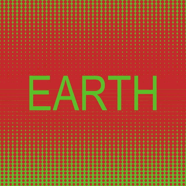 a green and red background with the word earth written in green