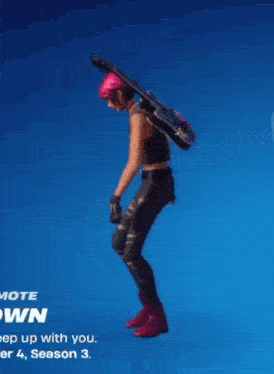 a woman is dancing in a video game while holding a gun and a backpack .