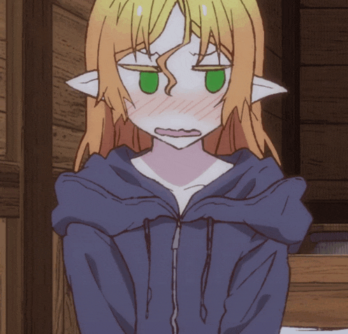 a cartoon character with blonde hair and green eyes