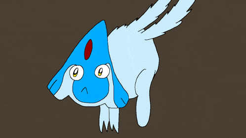 a cartoon drawing of a blue and white animal with a green outline