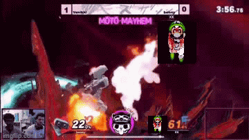 a screenshot of a video game that says moto mayhem on it