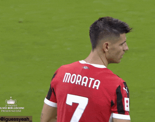 a soccer player wearing a jersey with the name morata on it