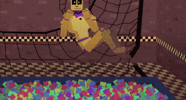 a cartoon drawing of a robot sitting in a spider web