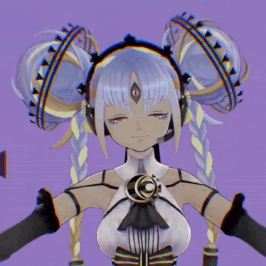 a girl with headphones and a third eye on her head