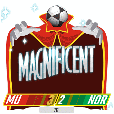 a sign that says magnificent with a soccer ball on it