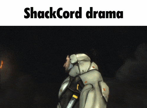 a picture of a man in a suit with the words shackcord drama above him