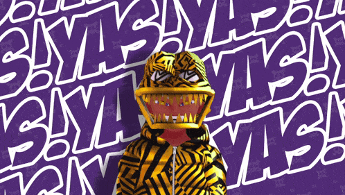 a person wearing a tiger mask is surrounded by a purple background that says ' smash ' on it