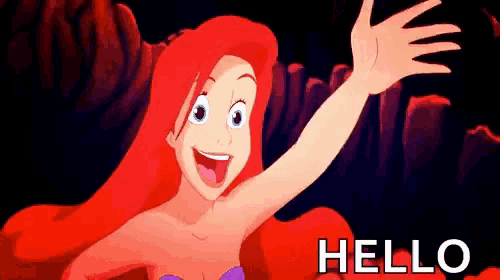 a cartoon of ariel from the little mermaid waves her hand