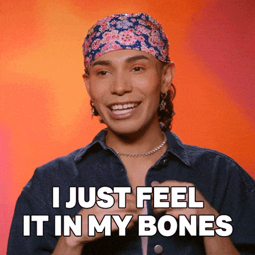 a man wearing a bandana and a denim shirt says i just feel it in my bones
