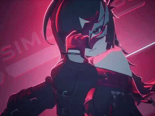 a cartoon character with a mask and the word simon in the background