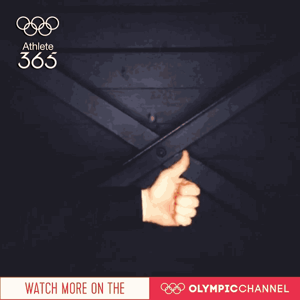 an advertisement for the olympic channel with a hand giving a thumbs up