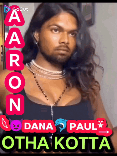 a man with long hair and a beard is on a poster that says aaron dana paul otha kotta