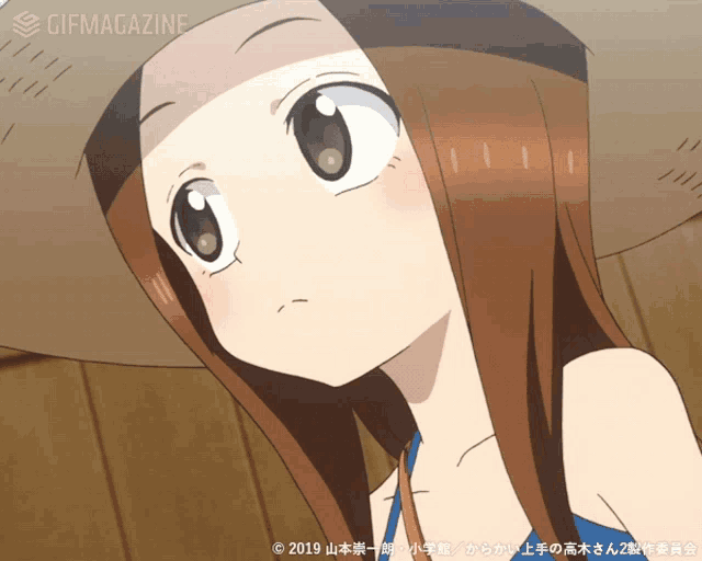 a gif of a girl looking up with the year 2019 on the bottom right