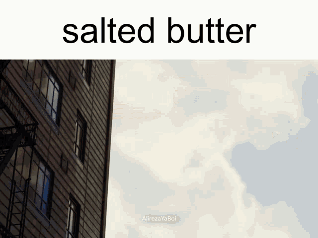 a picture of a building and the words salted butter
