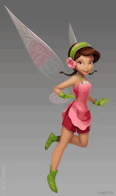 a fairy with a flower in her hair is flying in the air