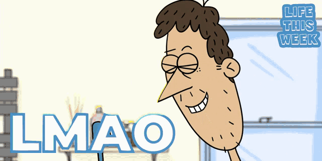 a cartoon of a man with the word lmao written below him